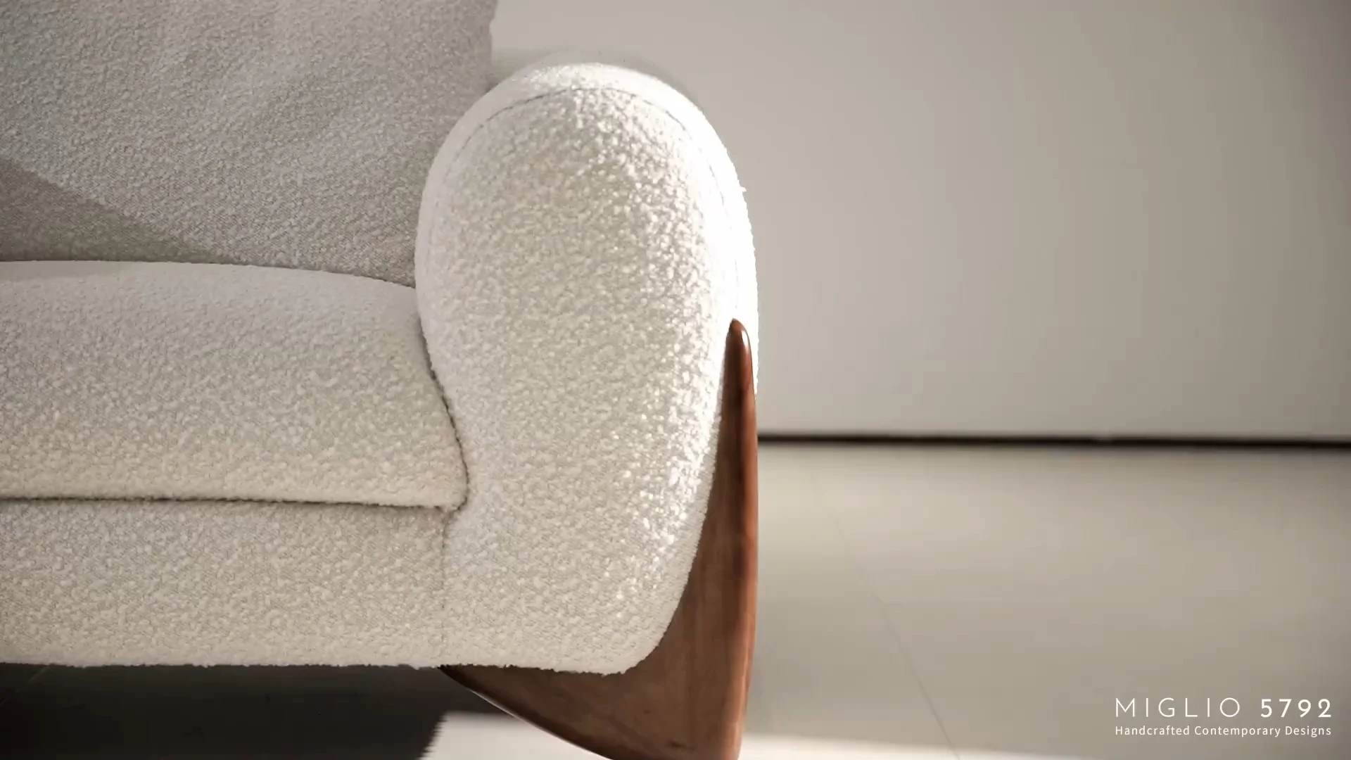 Athena White Single Sofa Chair with Wooden Legs M080 1