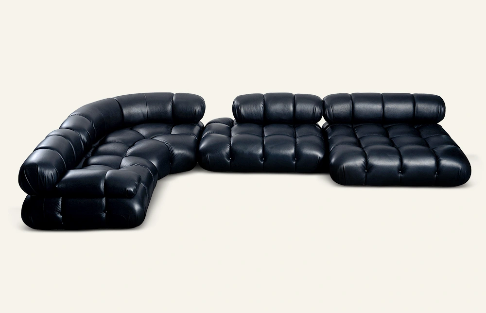 Perla nera negro sofá de cuero seccional grande RC835-A 1