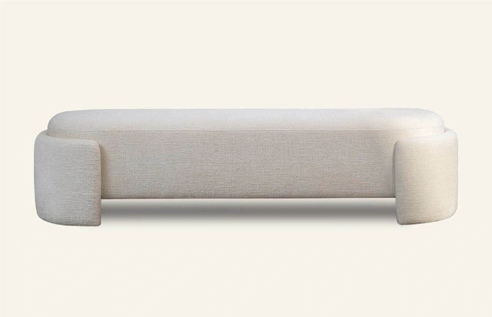 Минималистичная бежевая мягкая кровать-скамья для спальни L918-A 1