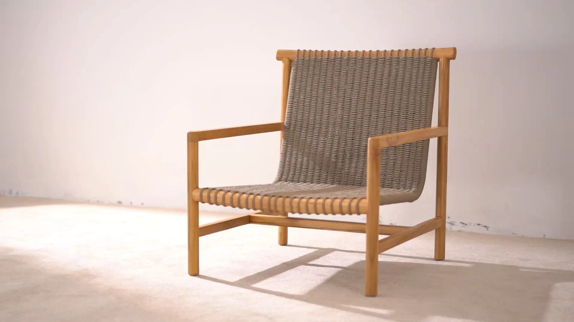 Teak Wooden Woven Lounge Chair Patio HC27 1