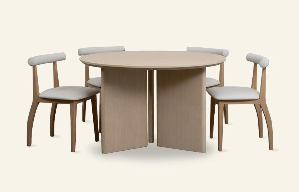 Ensemble table et chaises rondes en bois (4 pièces) TD1016-MY205 1