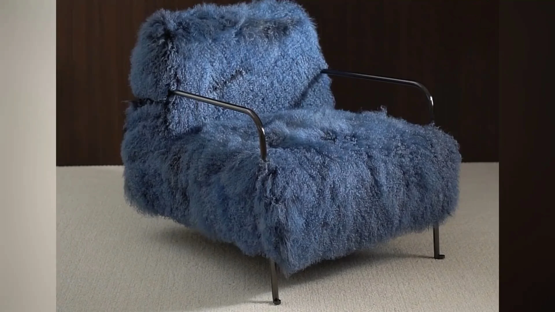 Lana Blue Plush Lounge Armchair with Metal Legs MY26 1