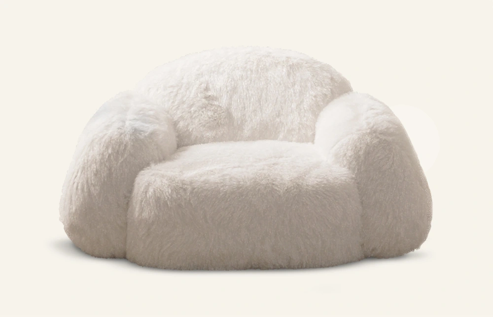 Divano singolo in tessuto soffice bianco Boke M014 1