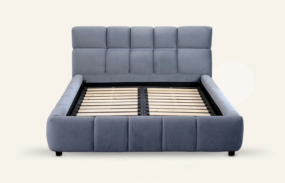 Lilienblaues Polsterbettgestell (Kingsize) mit Plattformfunktion L904 1