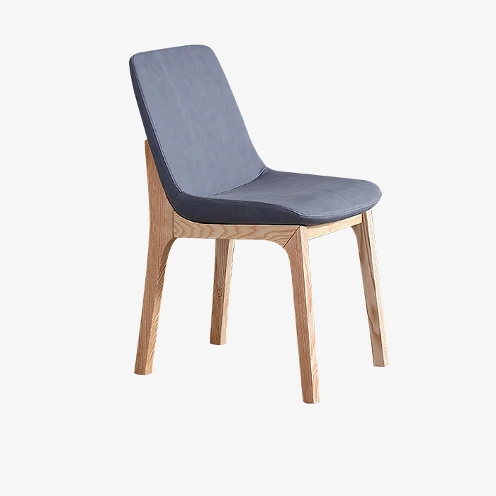 Modern Blue Velvet Dining Chair with Wood Legs 1