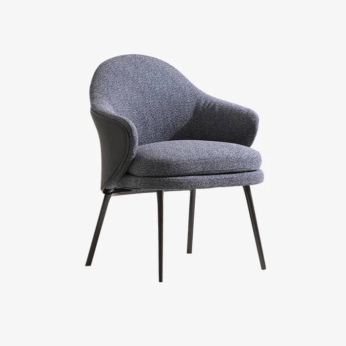 Contemporary Blue Upholstered Curved Back Dining Armchair 1
