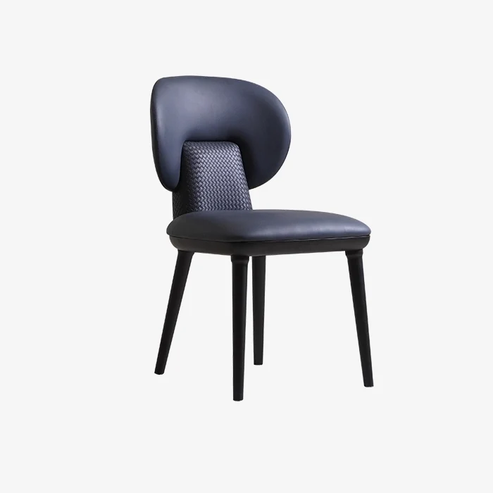 Modern Darkblue Leather Upholstered U-shaped Back Armless Dining Chairs 1