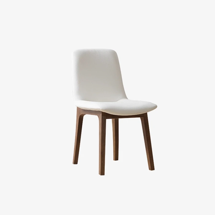 Modern White Leather Upholstered Dining Chairs with Wood Frame 1