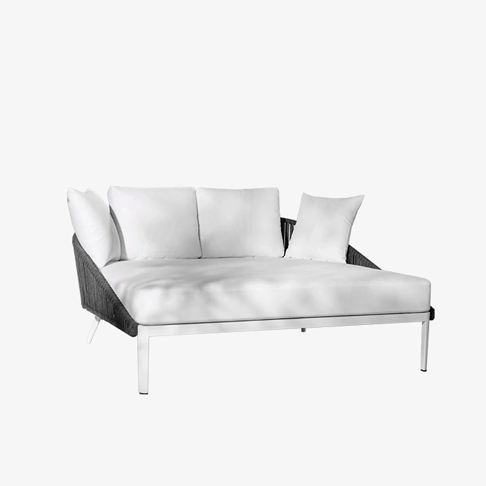 Modern Style Outdoor Rattan Daybed with Cushions&Pillow Aluminum Frame Sun Loungers Garden 1