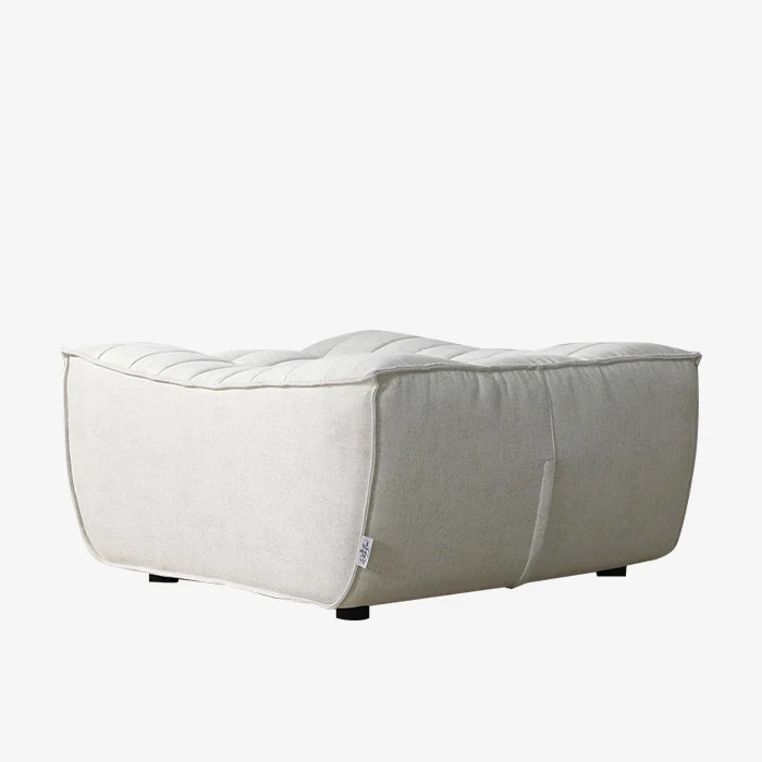 Waffle Minimalist Square Pouf Ottoman Chair Living Room Furniture White 1
