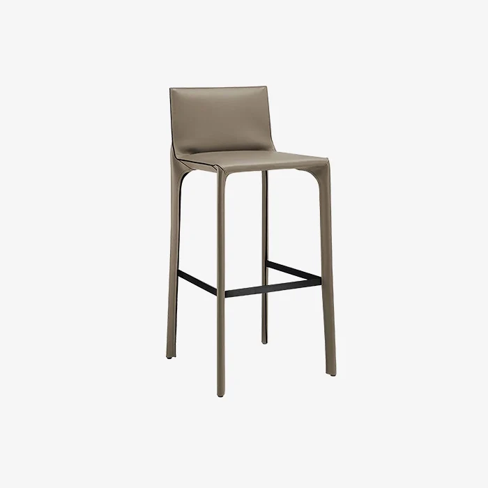 Modern Leather Upholstered High Barstool & Counter Stool with Metal Legs 1