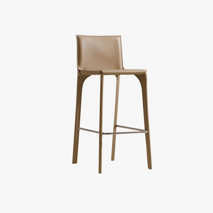 Tabouret de bar rembourré en cuir de selle carrée moderne&Tabouret de comptoir avec pieds en métal 1