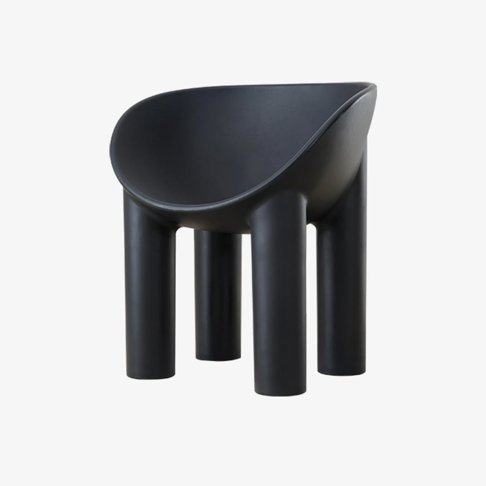 Modern Roly Poly Armchair in Black with Elephant Leg 1