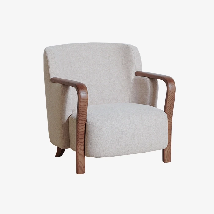 Modern Walnut Wood Accent Armchair 1