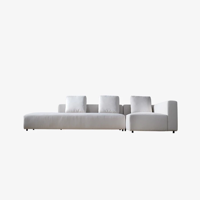 White Minimalist Outdoor Sectional L Shape Sofa Waterproof 1