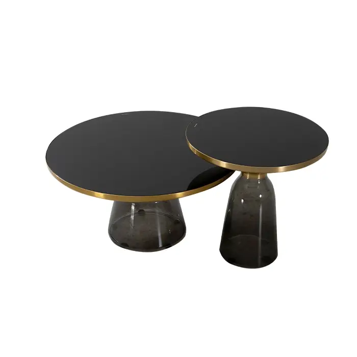Conjunto de mesa de centro/mesa lateral de vidro moderno 2