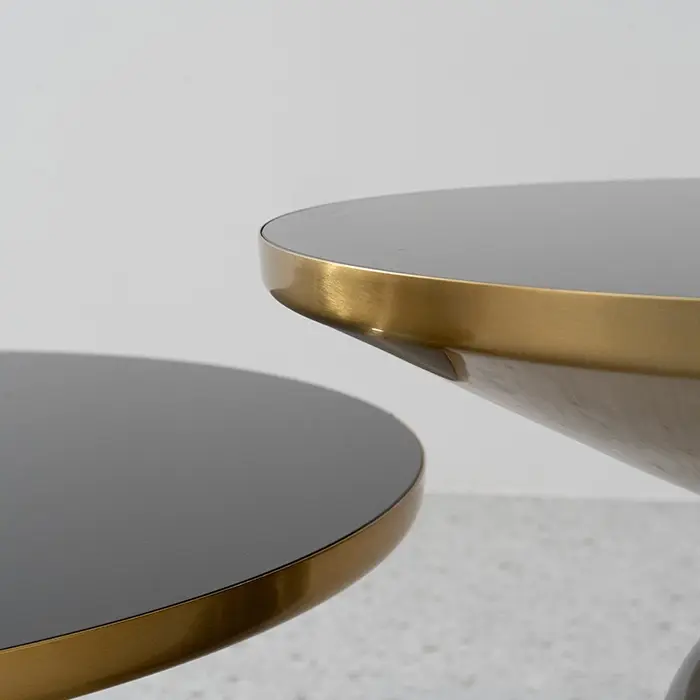 Conjunto de mesa de centro/mesa lateral de vidro moderno 4