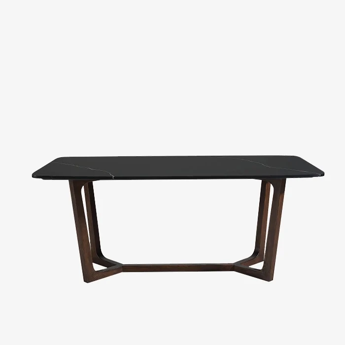 Mesa de comedor moderna con tapa de mármol rectangular negra 1