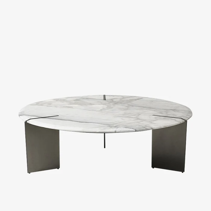White Round Marble Coffee Table Modern Indoor Outdoor Furniture Sets 1