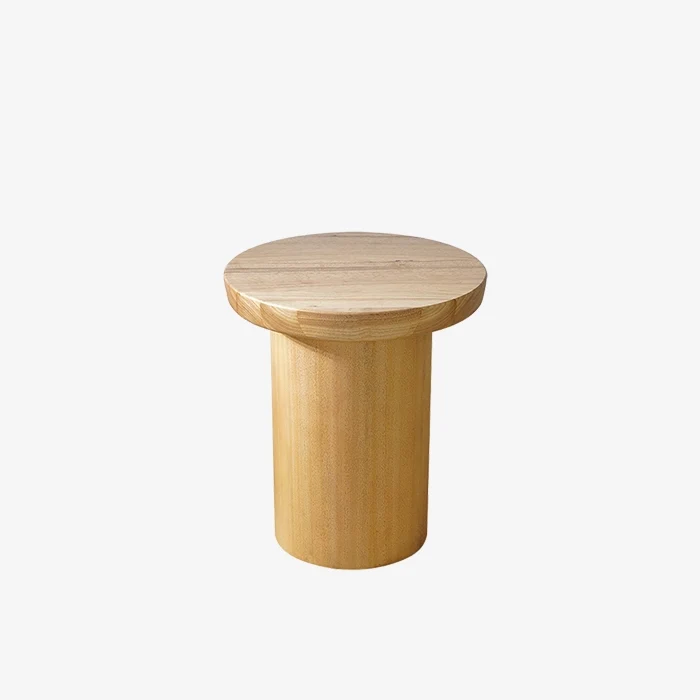 Móveis minimalistas redondos de mesa lateral de madeira maciça 1