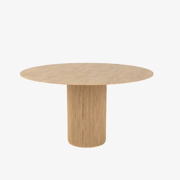 Modern Wood Round Dining Table with Natural Pedestal Base 1