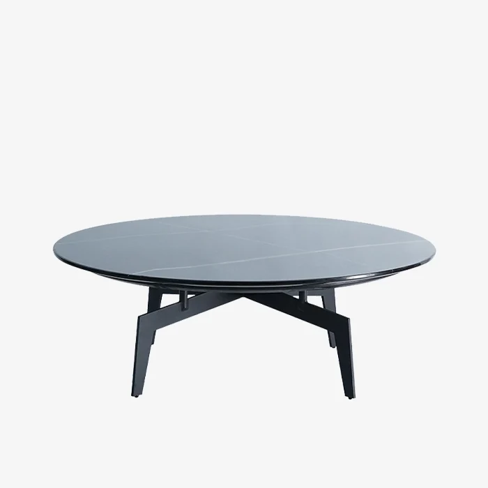 Midcentury Modern Black Marble Round Coffee Table For Living Room 1
