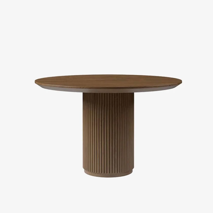 Modern Walnut Wood Round Dining Table Brown for Dining Room&Kitchen 1