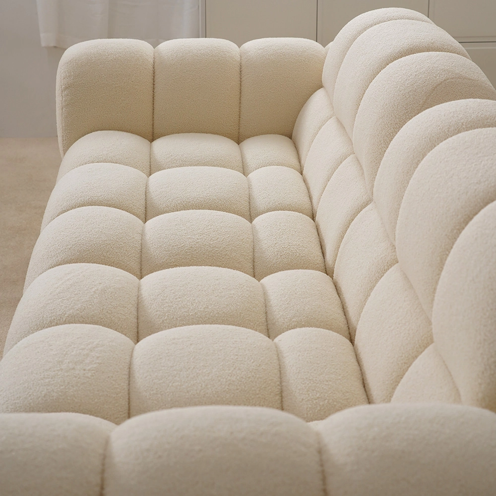 Conjunto de sofás de tres plazas de tela Sherpa blanca moderna con diseño de malvavisco 8