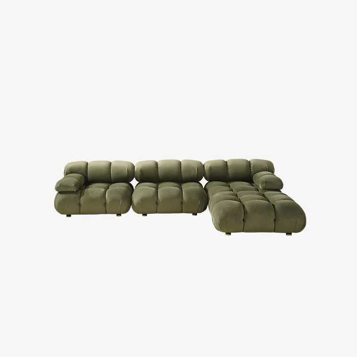 Minimalist Modular Velvet Upholstered Sectional Sofa with Ottoman 1