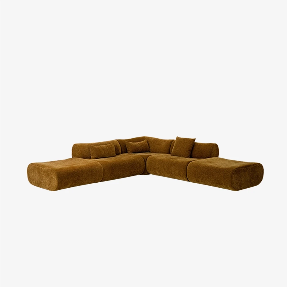 Sofá seccional modular de terciopelo moderno Sofá tapizado con respaldo bajo en forma de L 1