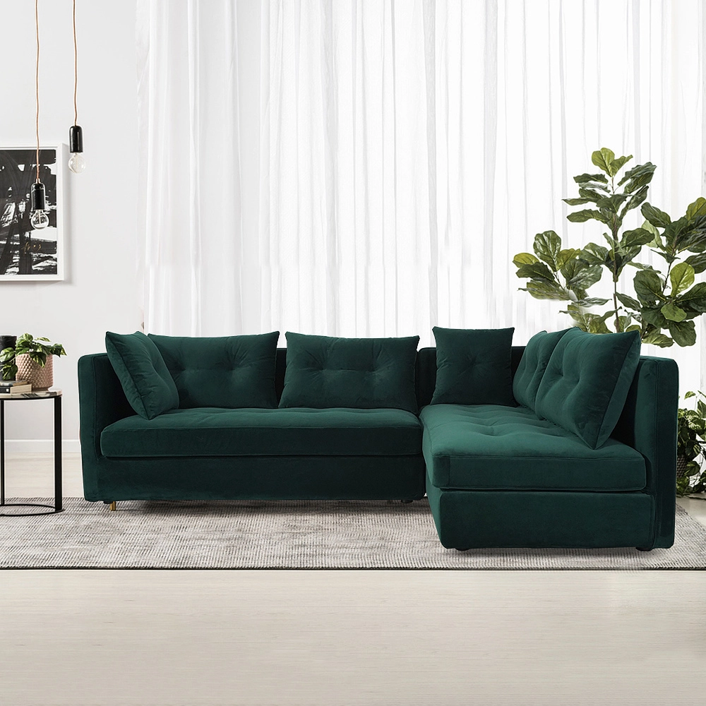 Causeuses de canapés modulaires en velours vert pour le salon 12