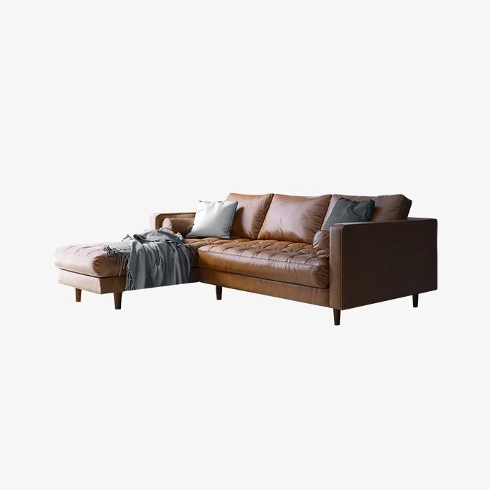 Conjunto de sofás de cuero moderno, sofás Loveseat de lujo con chaise 1