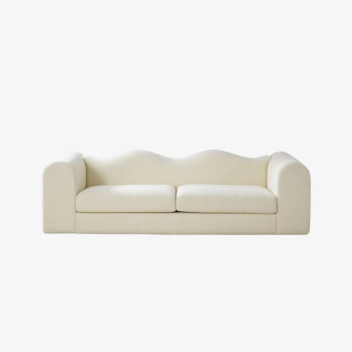 Luxury Wave Curved Two Seater Minimalist Teddy Fleece Sofa for Living Room 1