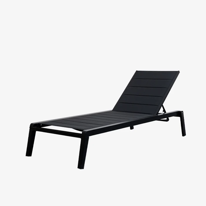 Aluminum Black Outdoor Sun Lounger with Adjustable Back 1