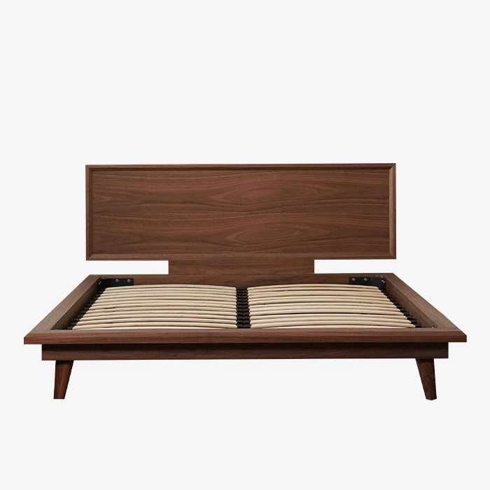Modern Luxury Walnut Platform Bed 1