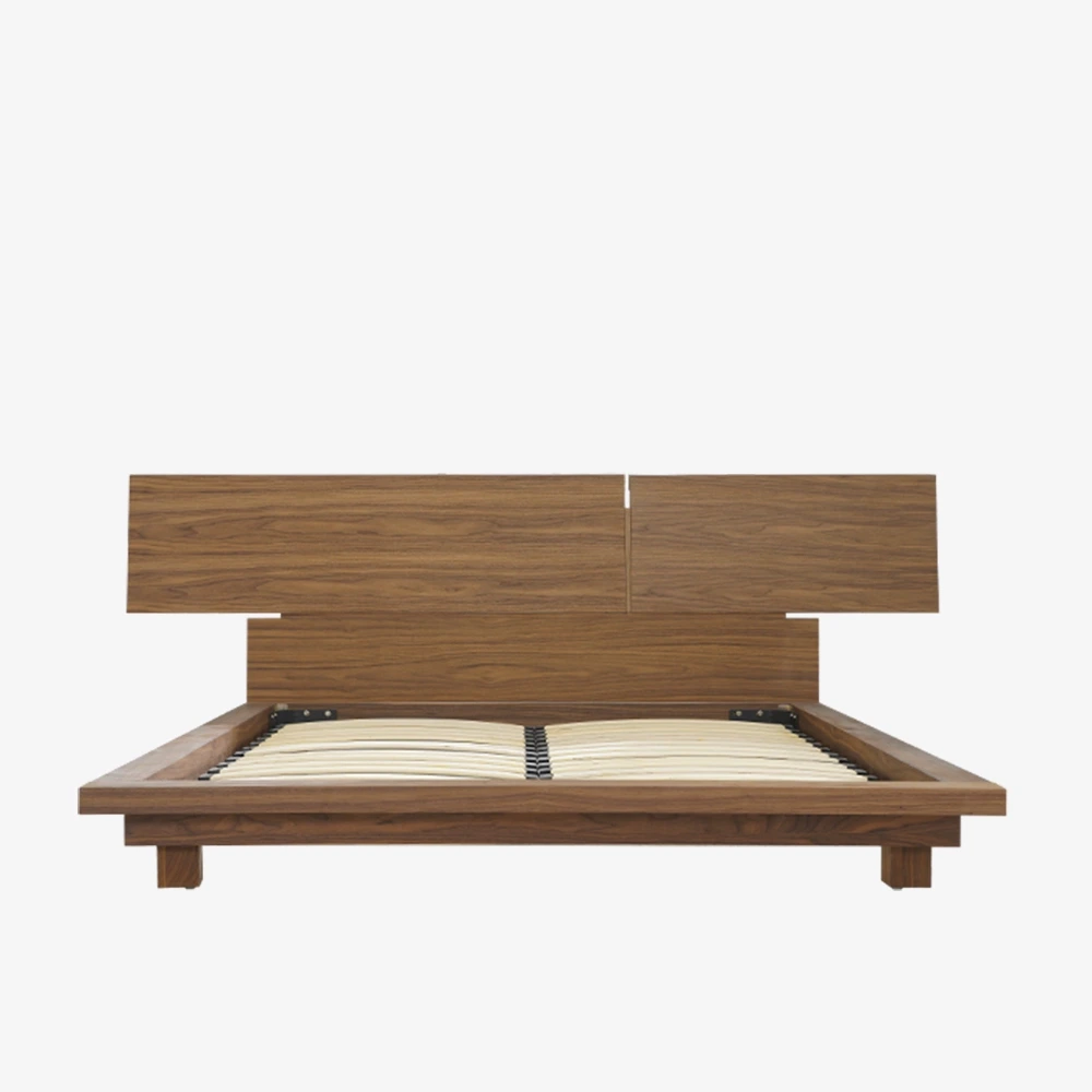 Modern Walnut Platform Queen Bed 1