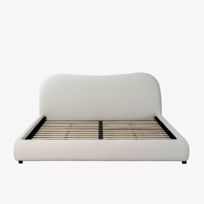 Minimalisme Wit oorvormig kingsize bedframe met hoofdeinde 1