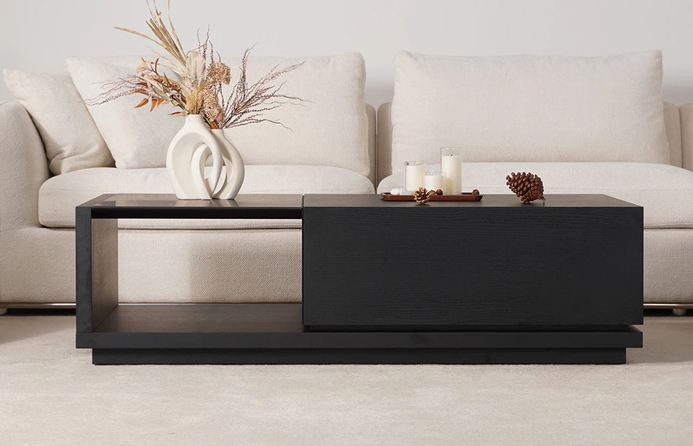 Noce Деревянный журнальный столик для хранения, раздвижной B38 1