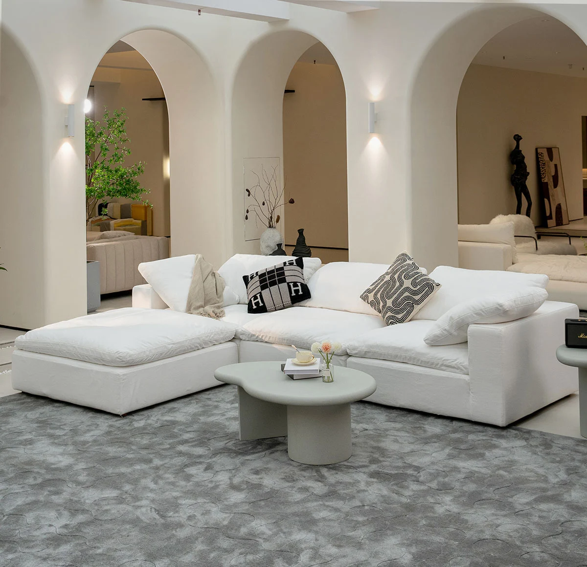 Sofá seccional de 4 peças brancas modernas com travesseiros/almofadas  recheadas para baixo sofá confortável - comprar sofá secional moderno, 4  peças sofá seccional,, image size:1200x1160