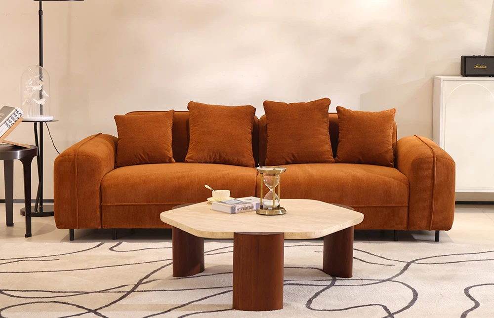 Divano sfoderabile in tessuto minimalista blu 2-3 M076 1