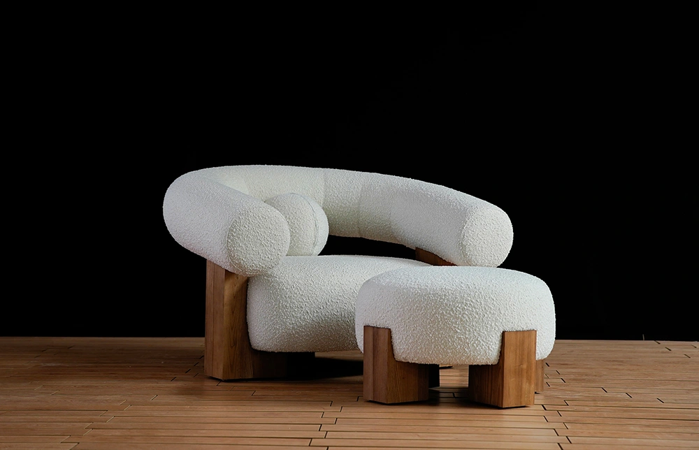 白色大膽的布料休息室椅子081 1