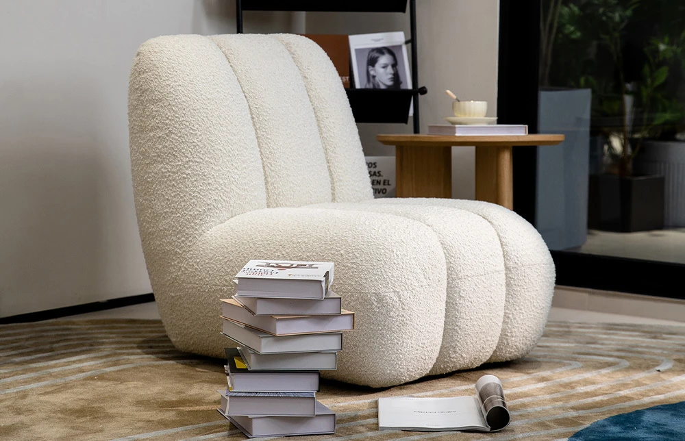 白色織物單沙發低休息椅009 1