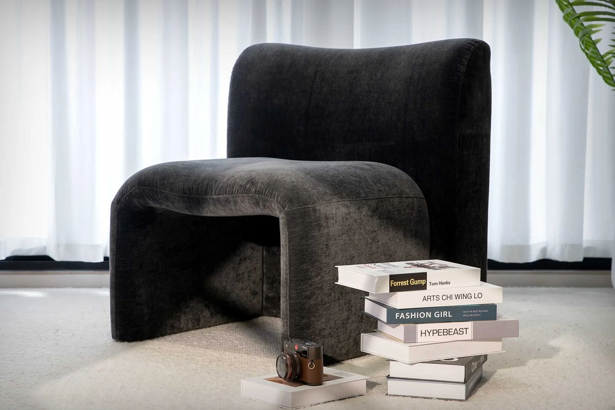 Miglio minimalist BLACK Fabric Lounge chair living room M199 1