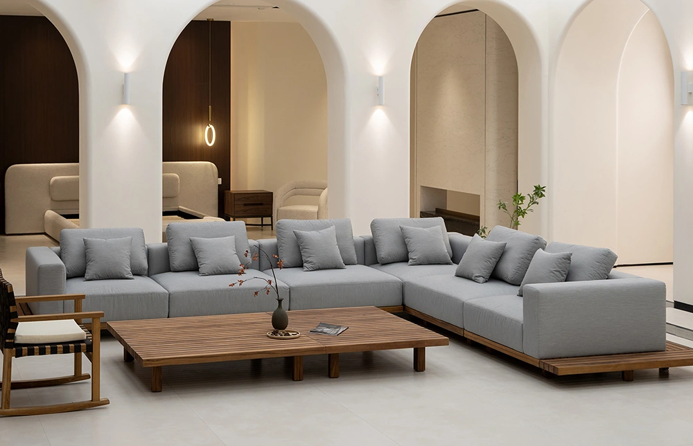 Trapani outdoor modular soft sofa teak wood H840 1