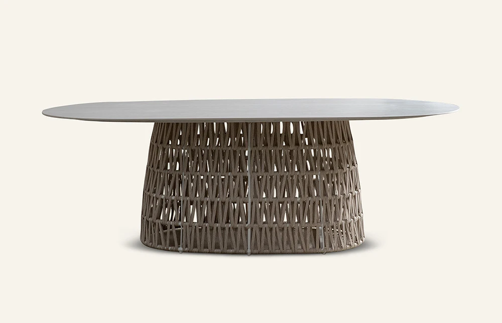 Mesas de comedor de exterior de mármol tejido Nest HB74 1