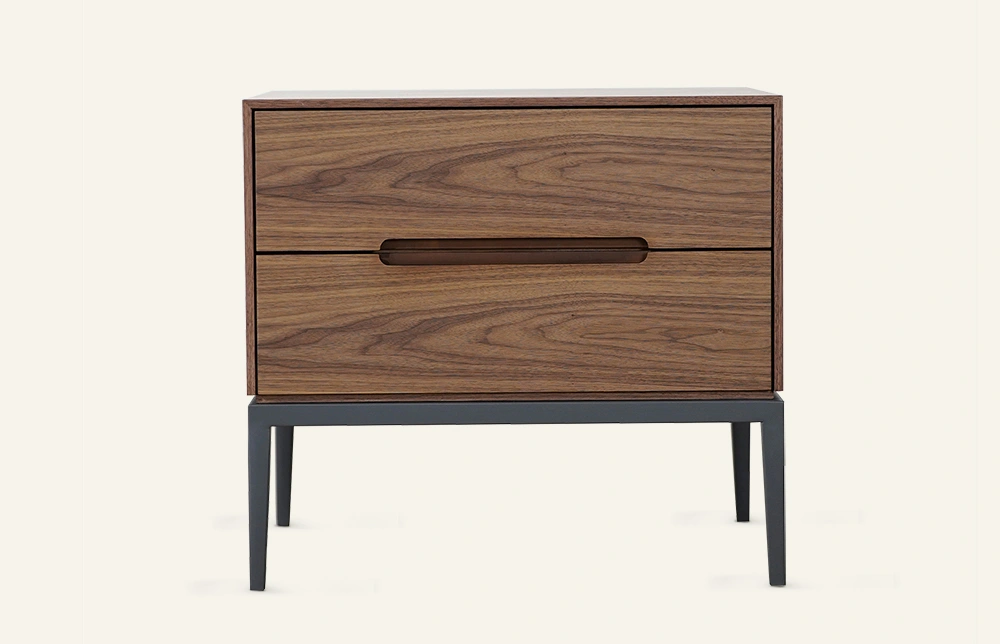 Mensa nocturna Enkla lignea cum duplici loculamento et basi metallica L743 1