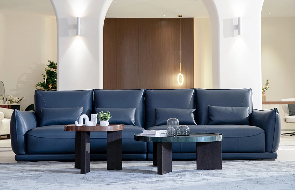 Envelope Blue 4 seater leather sofa Living Room M044 1