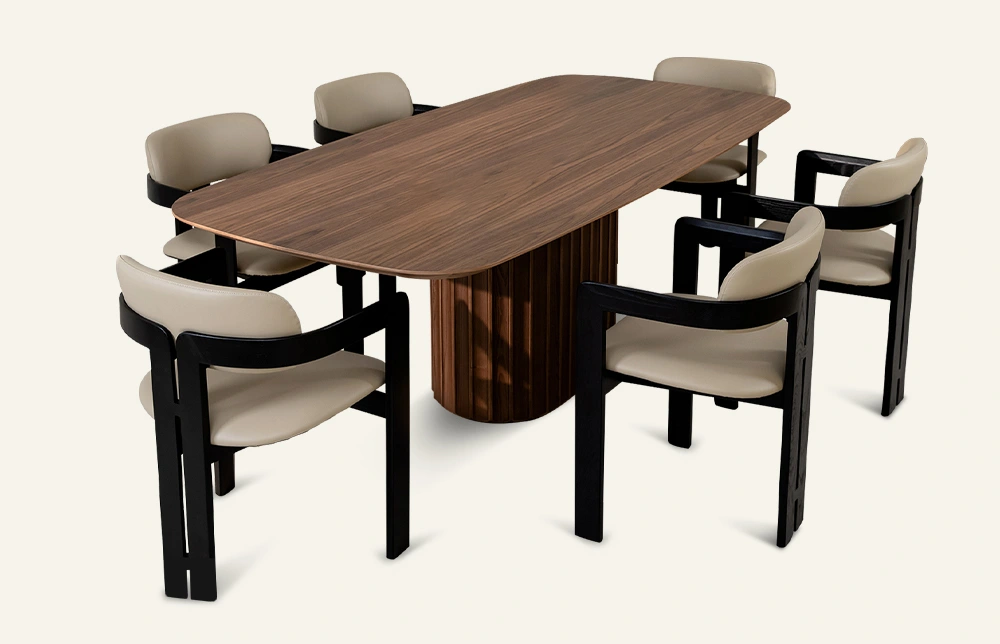 Miglio Trander Wooden Dining Table Set for 6 TD1039-hc30 1