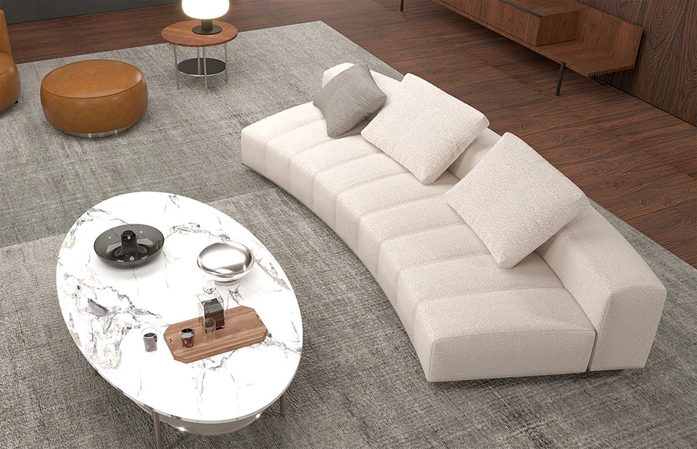 Modern White Piano Keys Design Three-seater Upholstered Sofa Couch 1