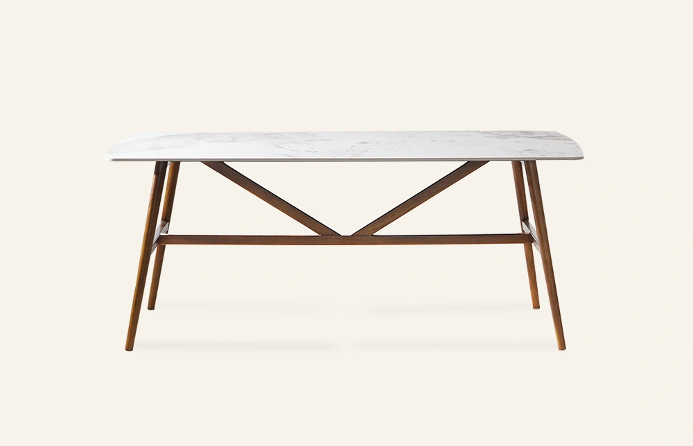 Tavolo da pranzo in ceramica moderna con gambe di legno di cenere TD1007 1